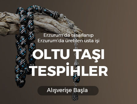 Erzurum'da tasarlanıp Erzurum'da üretilen usta işi Oltu taşı tespihler'